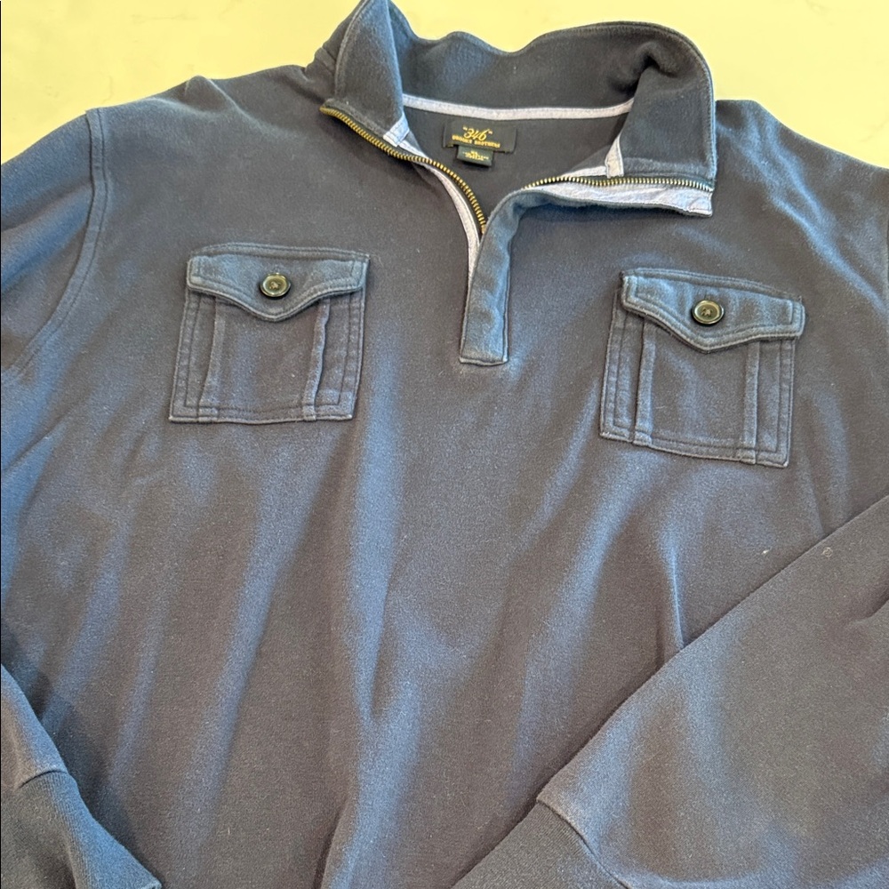 Brooks Brothers Dark Blue Pullover with Buttoned Pockets